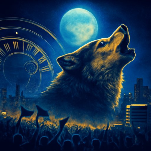 7555bd Wolf Gold moonlit night scene